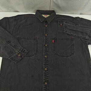 Vintage Levis Denim Shirt Mens Medium Black Metal Buttons Long Sleeve 90s 60560